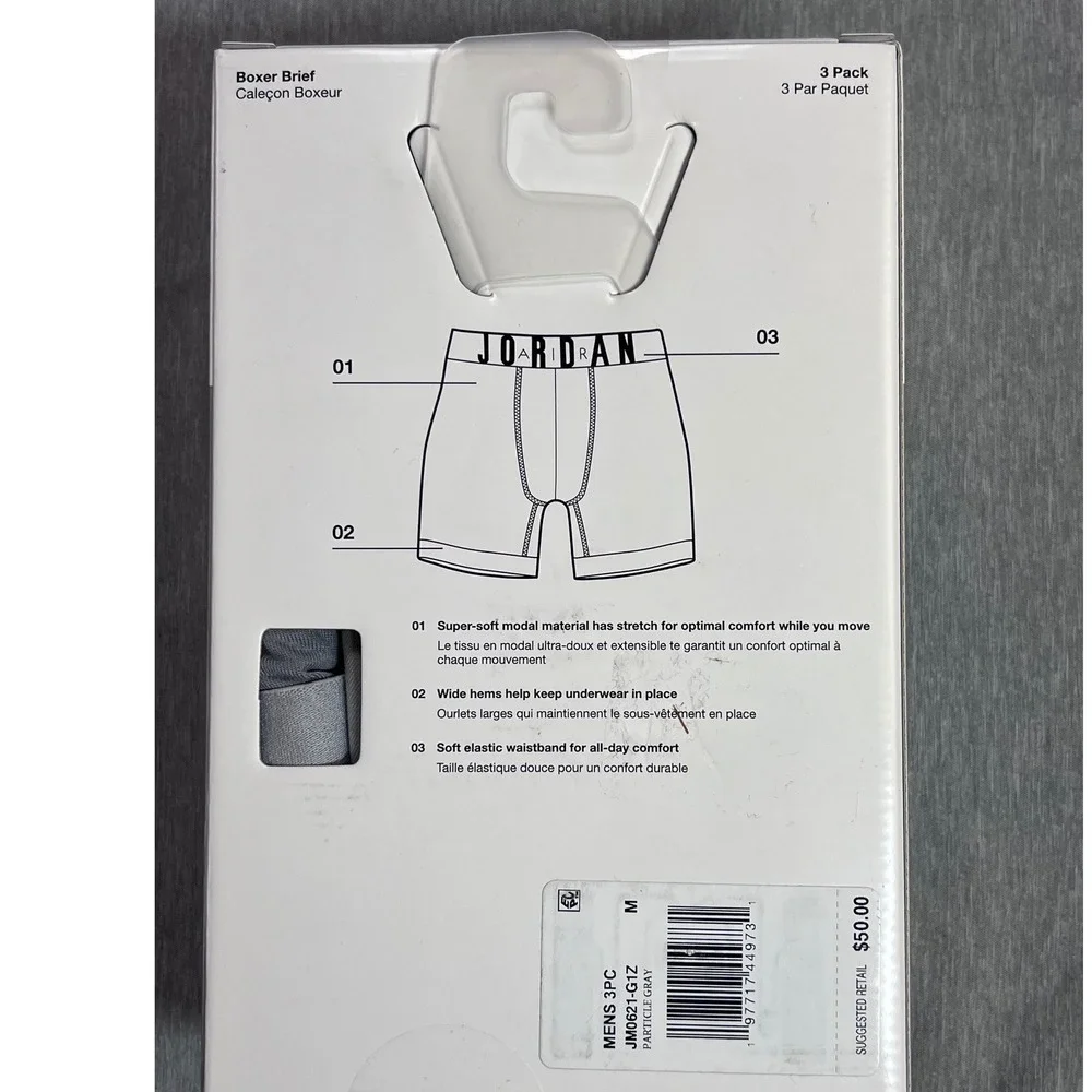 Nike Jordan Flight Modal Boxer Briefs 3 Pack Particle Gray Men Medium JM0621-G1Z